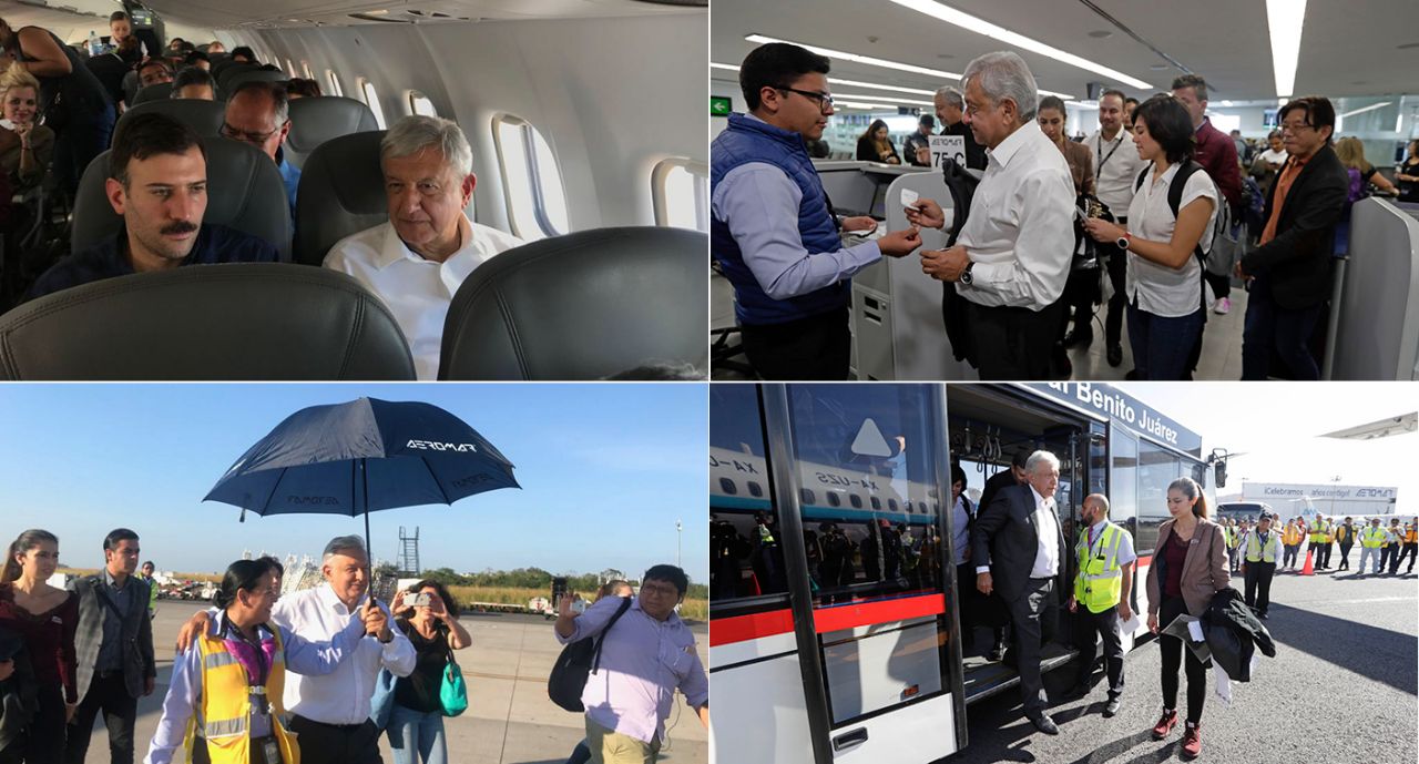 AMLO hace historia como presidente de México al viajar en avión comercial