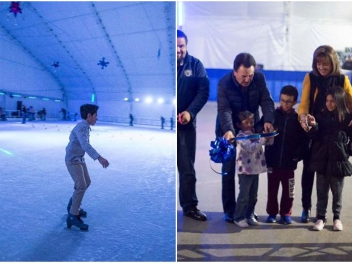 Inaugurada la pista de patinaje sobre hielo en Parque Morelos