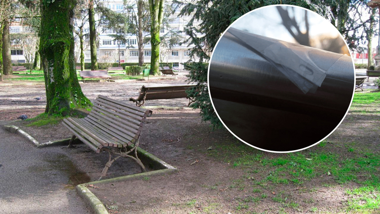 Malnacidos ponen navajas en bancas y columpios en parque publico