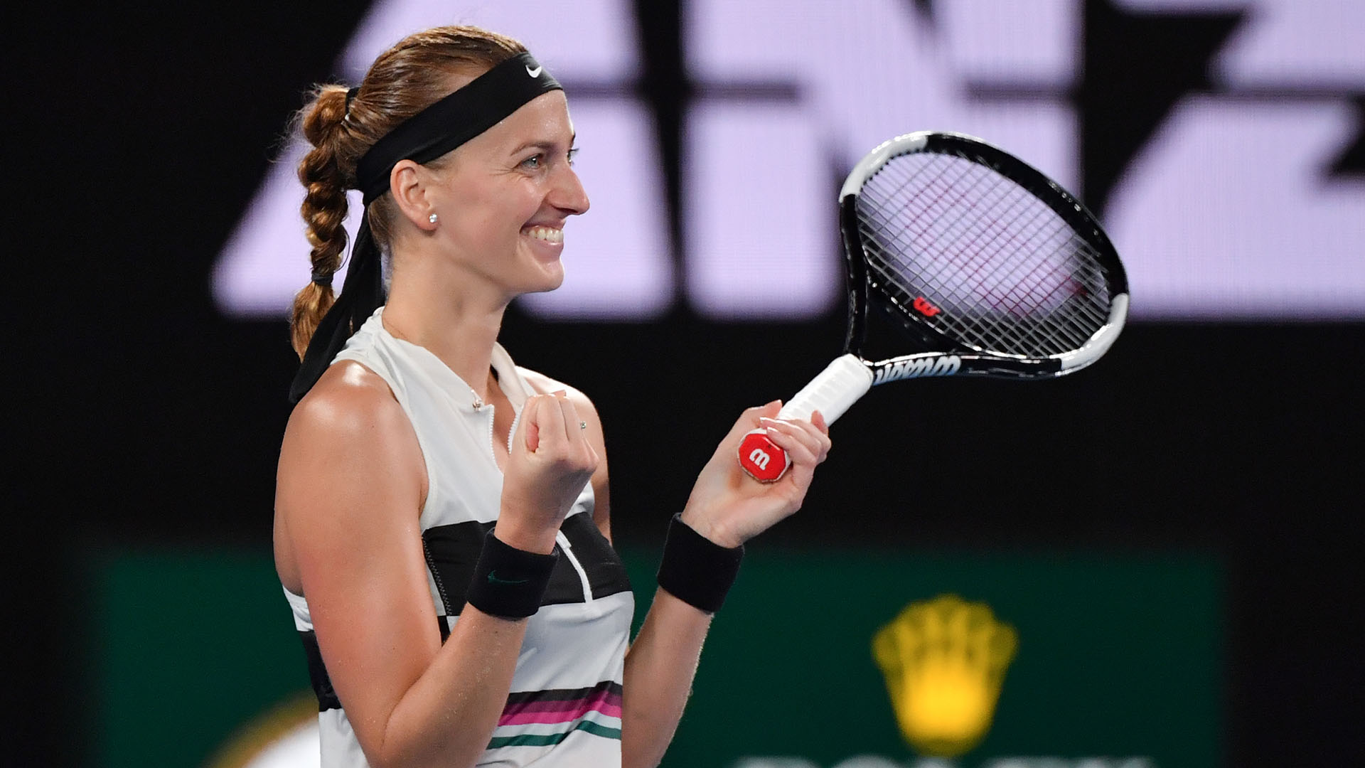 Petra Kvitova celebra su triunfo ante Danielle Collins