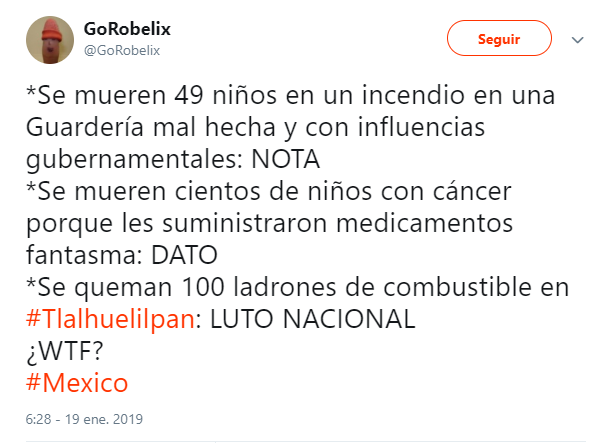 En Twitter surgieron críticas por la explosión tras el robo de combustible en Hidalgo (Captura de pantalla)