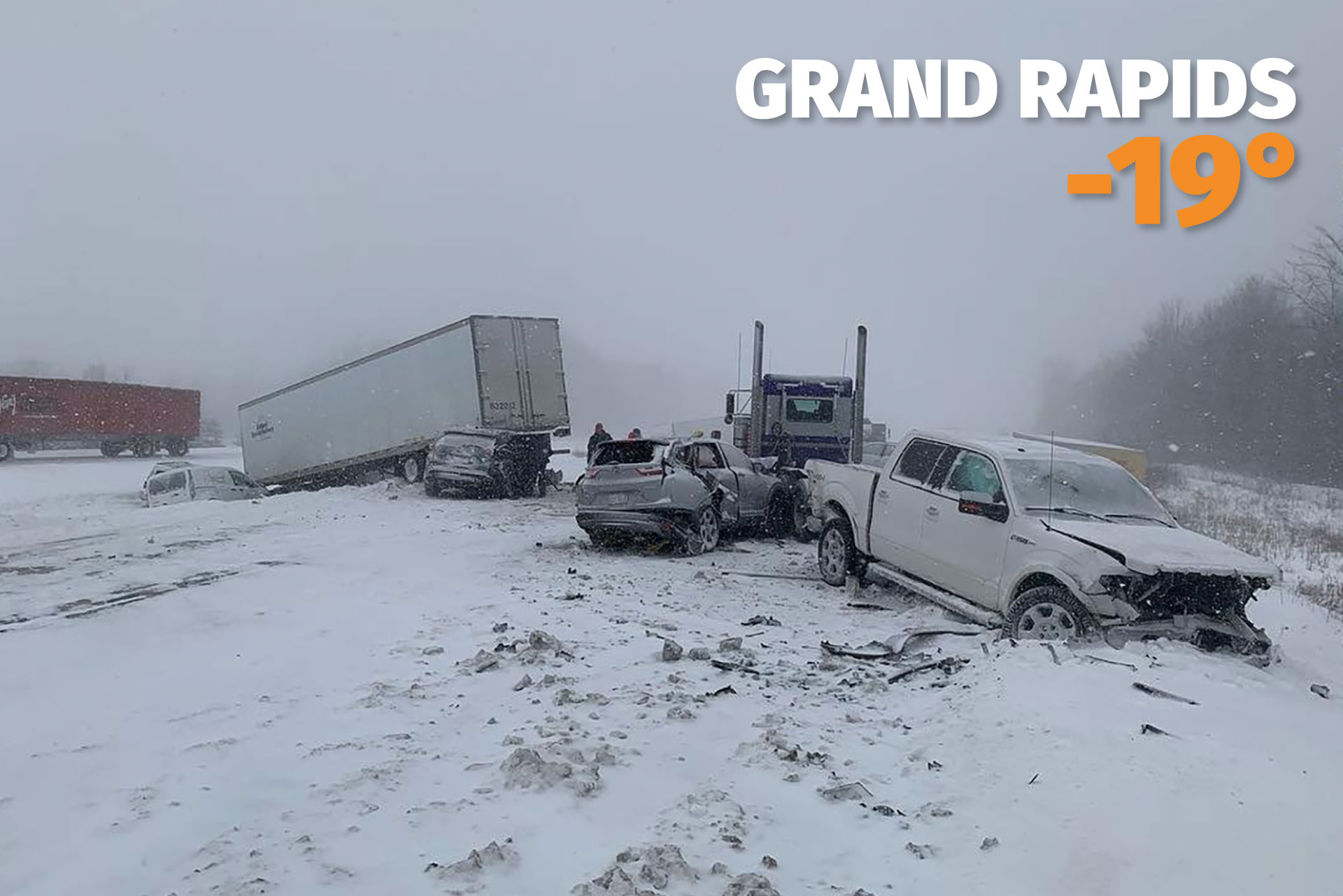 Un accidente en Gran Rapids, Michigan , donde la sensación térmica llegó a los 46 grados centígrados bajo cero.