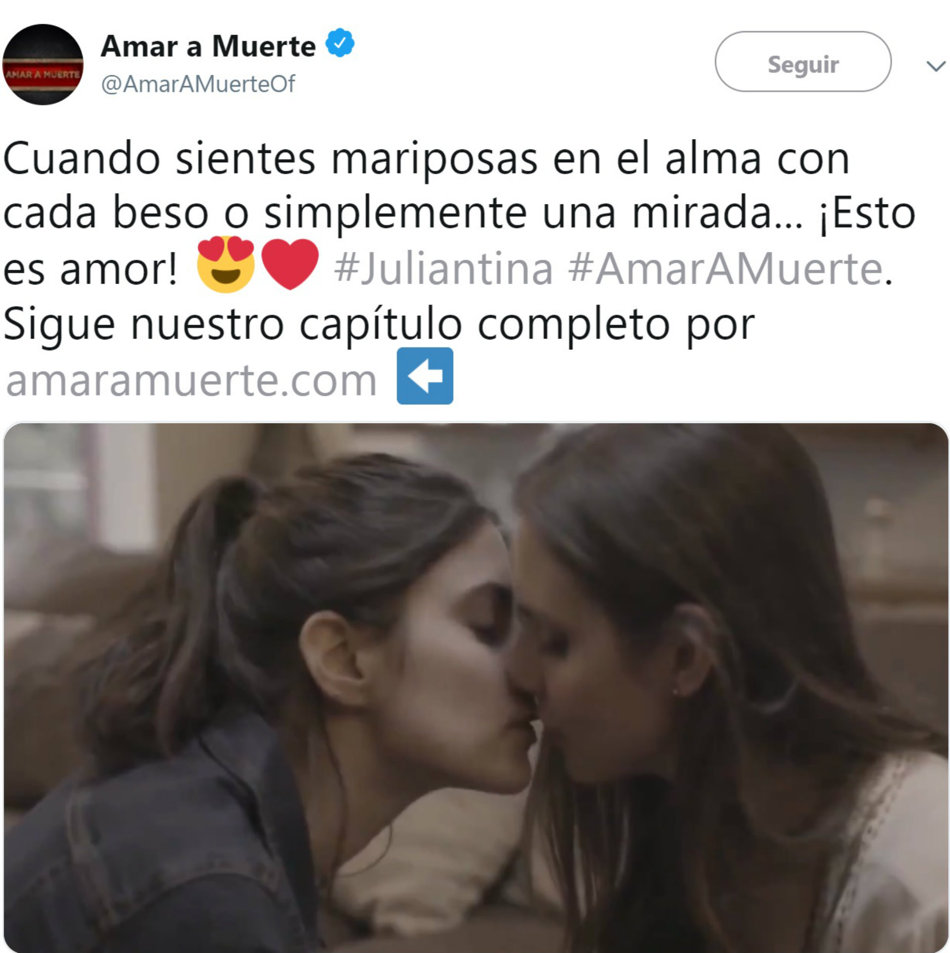 “Juliantina” ya ha protagonizado varios besos en “Amar a muerte”