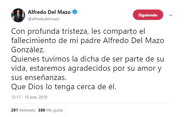 El padre del actual gobernador del Estado de México, Alfredo del Mazo Maza, gobernó el mismo estado de 1981 a 1986 (Foto: Twitter @alfredodelmazo)