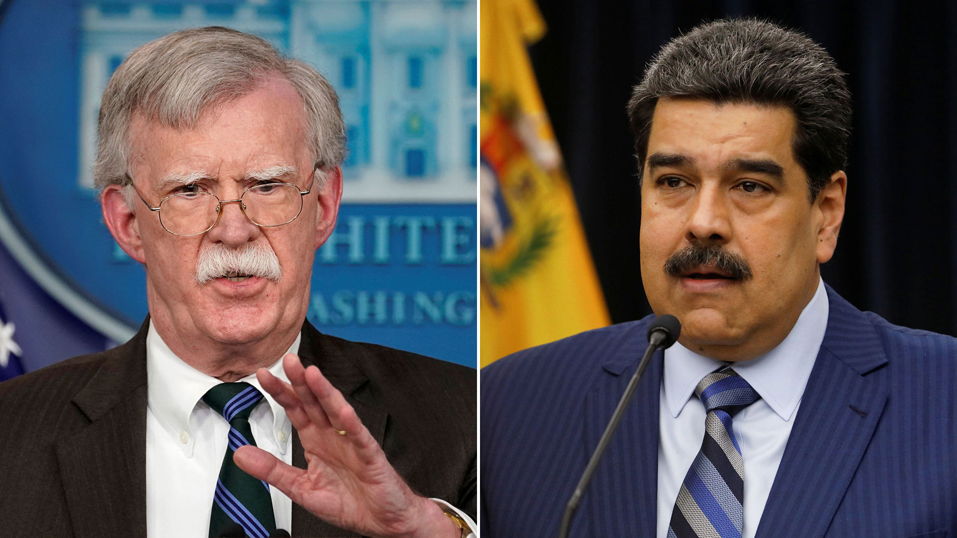 John Bolton y Nicolas Maduro