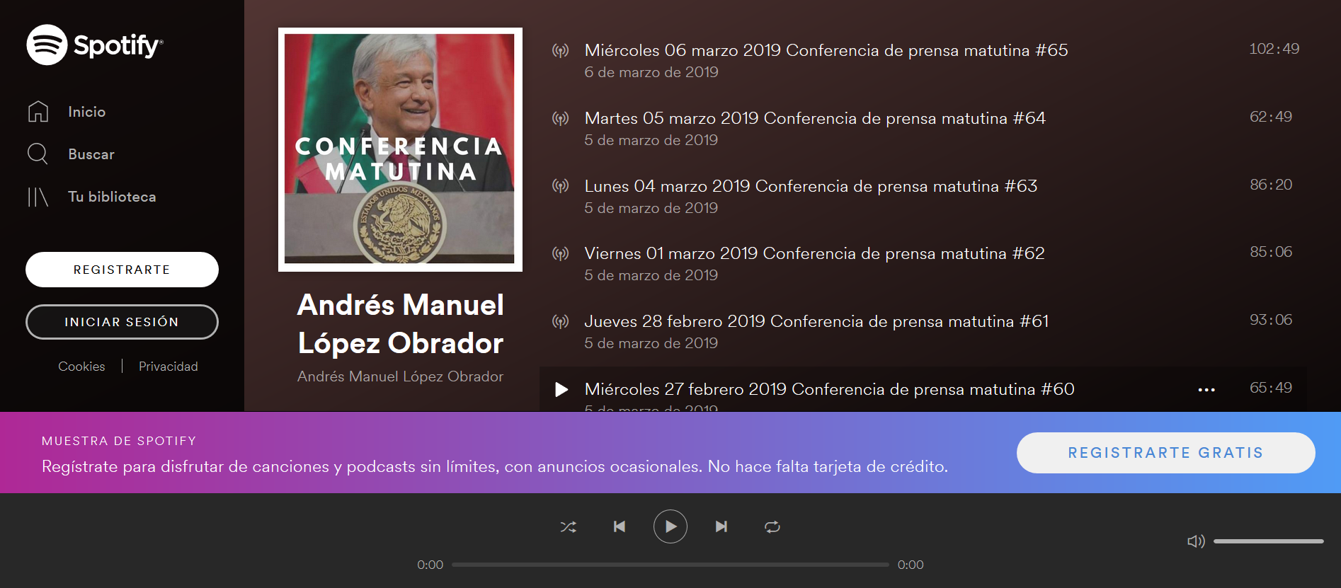 Conquista AMLO la app de Spotify