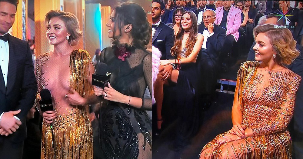 Angelique Boyer uso vestido al revés en los premios TVyNovelas