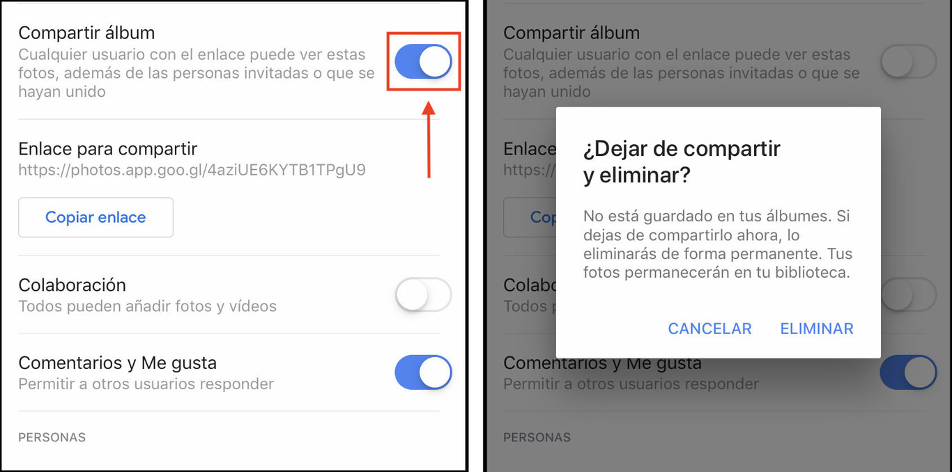 Cualquier enlace de Google Fotos que compartes puede ser abierto por desconocidos