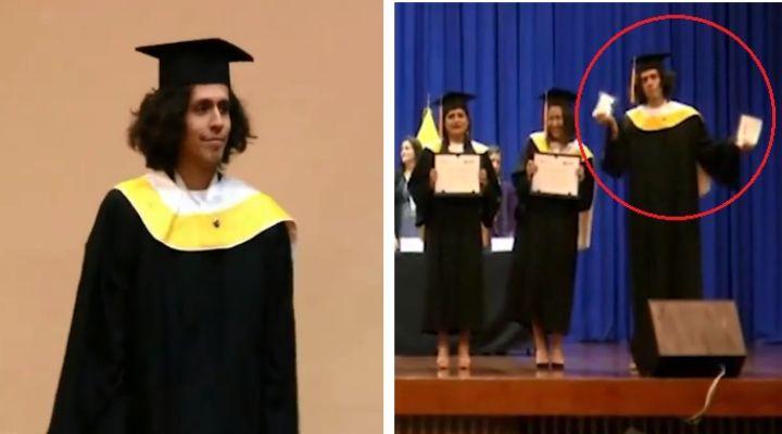 Joven loco rompe su diploma en plena ceremonia de graduación (VIDEO)