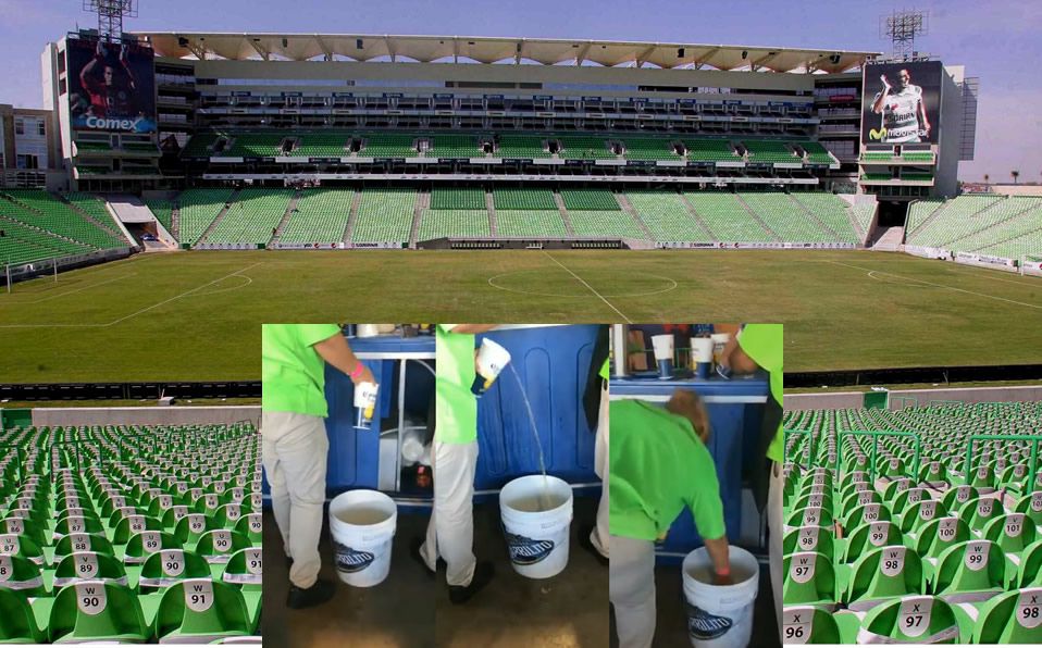 Que asco, sirven cerveza en Estadio del Santos de una cubeta