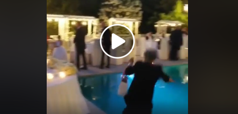 En lujosa fiesta, una invitada cayo a la piscina por “paso en falso”