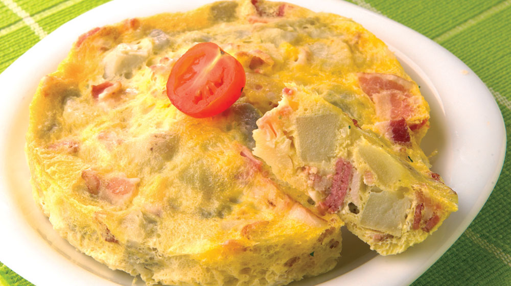 RECETA DESAYUNO: Tortilla de papa con tocino