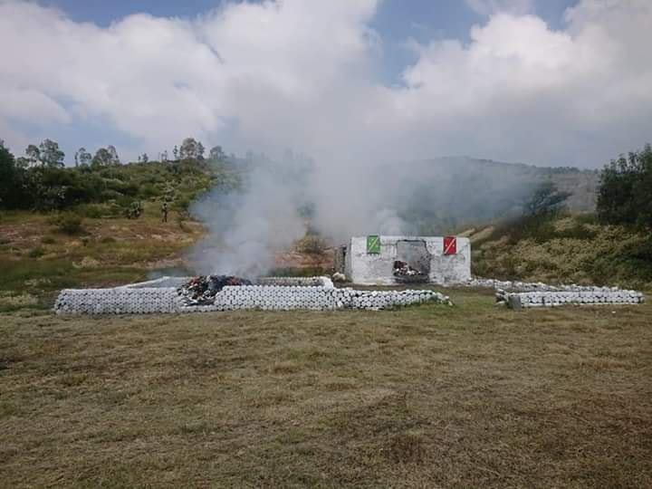 Ejercito incinera tonelada y media de Cocaína en Teotihuacan