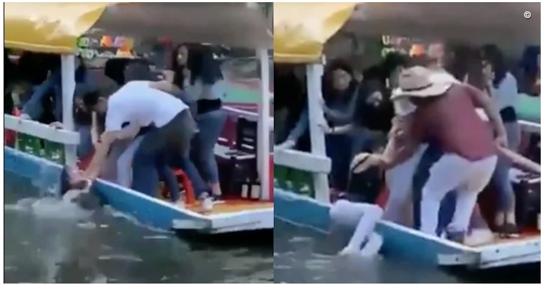 VÍDEO | Cae otra joven de trajinera en Xochimilco