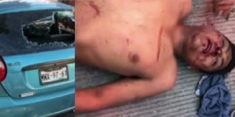 VIDEO | Joven borracho se mete a un tianguis con todo y coche; comerciantes le dan una golpiza