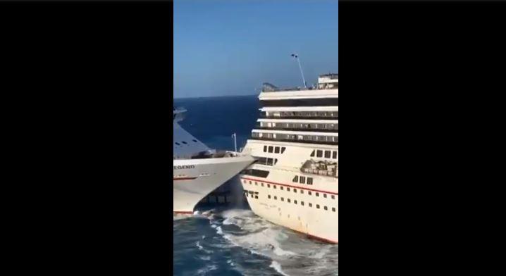 VÍDEO | Dos gigantescos cruceros de lujo colisionaron en Cozumel