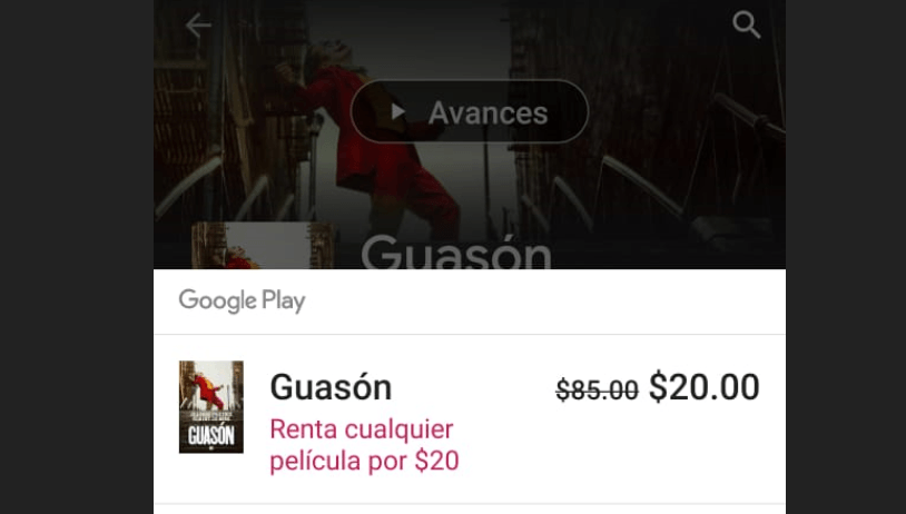 ¿Cómo rentar una pelicula de Google Play Peliculas de $85 a solo $20?