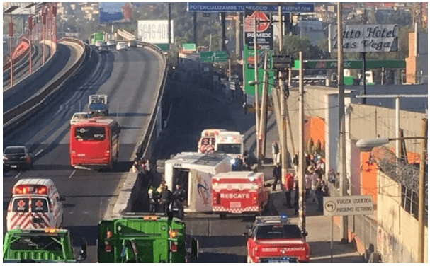 Accidente en la Mexico Pachuca 15 Heridos, por un autobus volcado