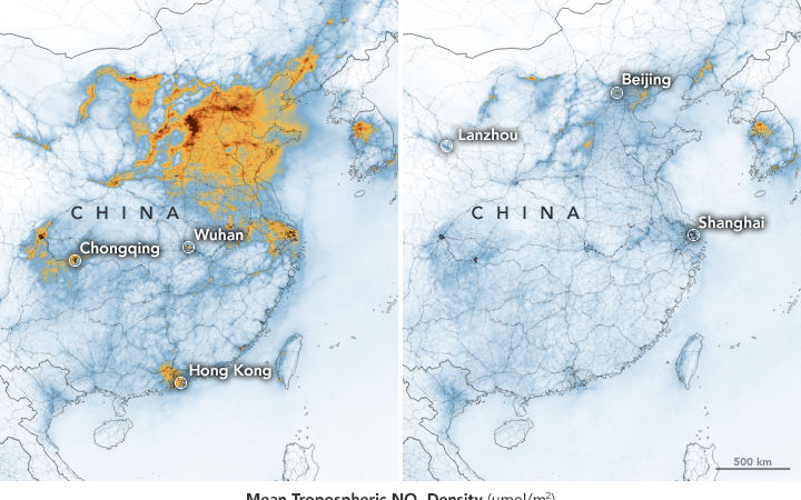 Niveles de contaminación en China descienden en parte por el COVID-19