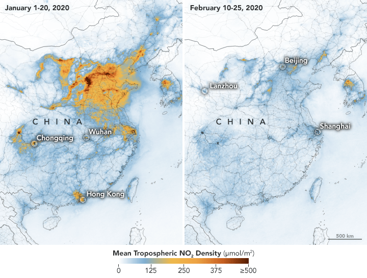 Niveles de contaminación en China descienden en parte por el COVID-19