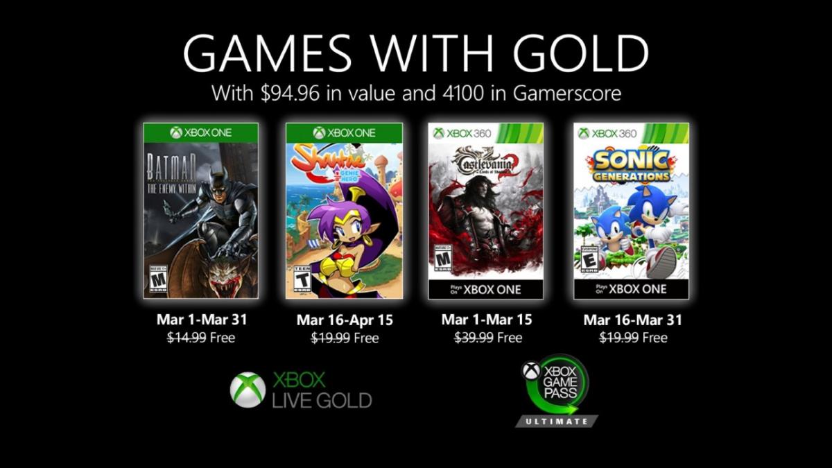 Estos son los Games with Gold de marzo