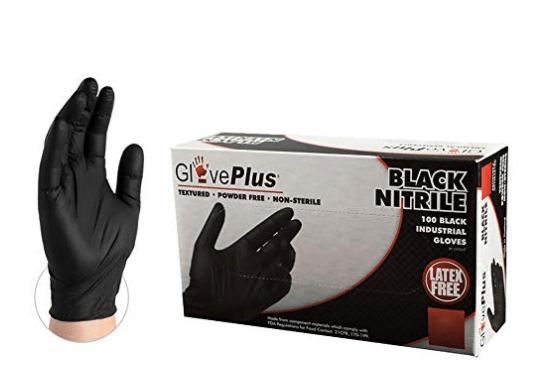 Guantes negros de nitrilo, libres de latex, desechables, libres de polvo