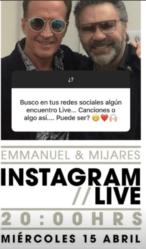 ¡Emmanuel y Mijares darán concierto En Vivo hoy a las 8pm vía Instagram!