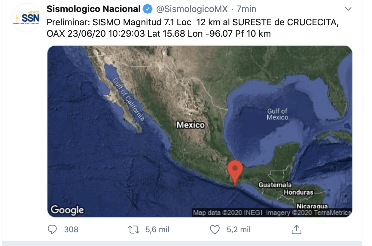 Actualizado SISMO Magnitud 7.5 en la CDMX hoy 23 de junio del horrible 2020