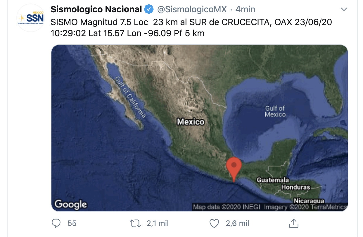 Actualizado SISMO Magnitud 7.5 en la CDMX hoy 23 de junio del horrible 2020