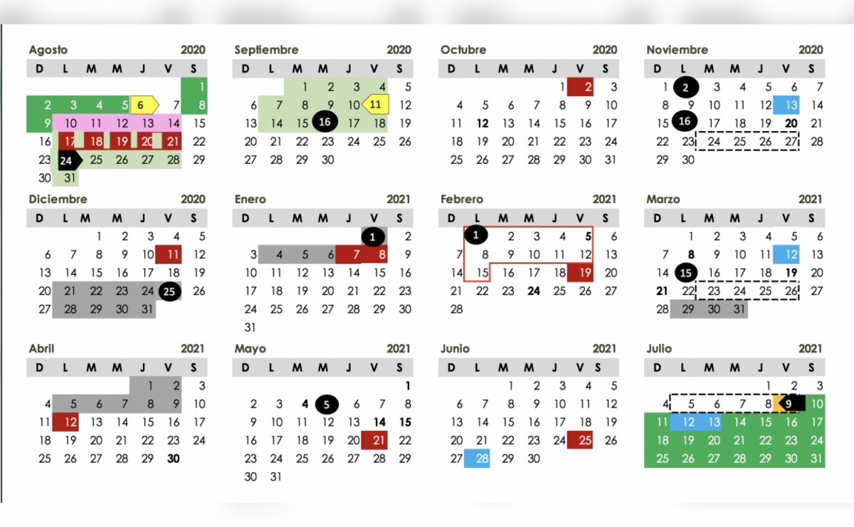 Calendario escolar oficial 2020-2021; habrá vacaciones y 190 días de clase