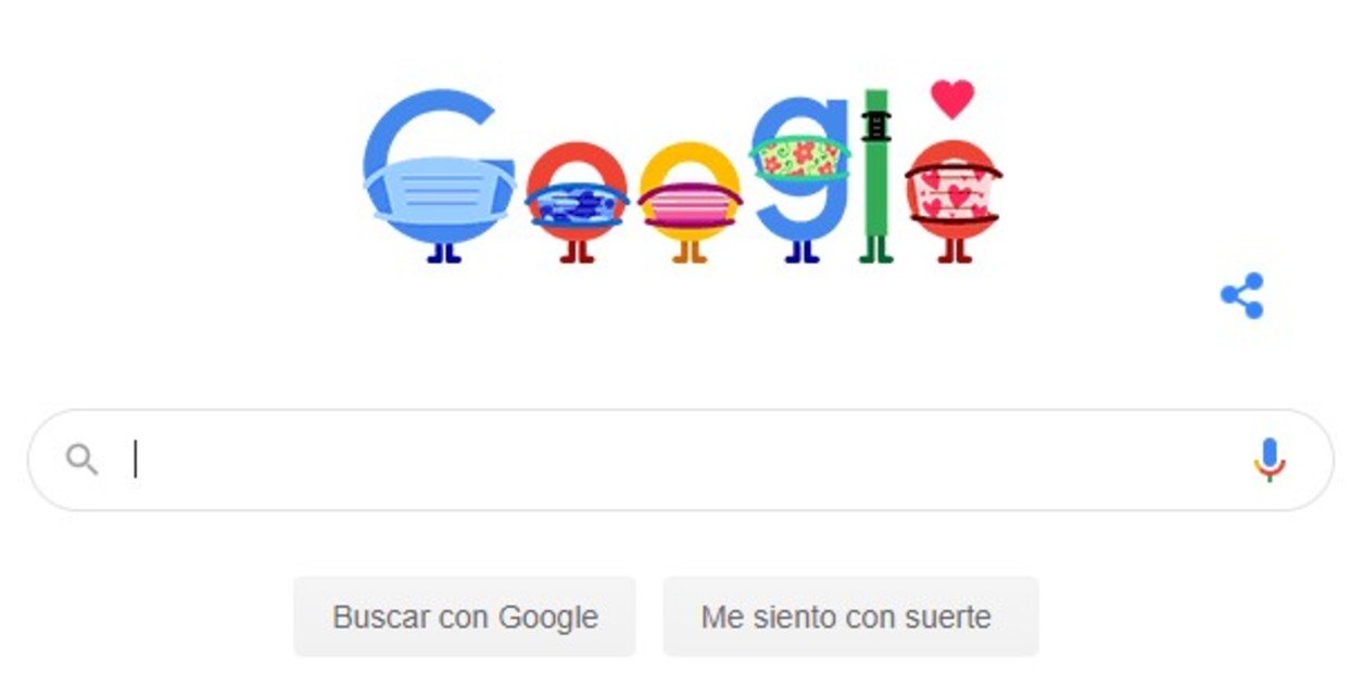 Google lanza su “doodle” para incentivar el uso de tapabocas