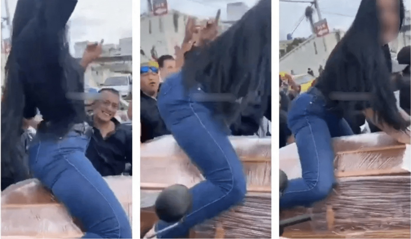 mujer baila reggaetón sobre el ataúd de su novio VIDEO