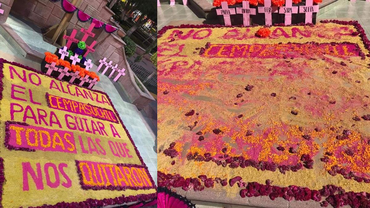 Gobierno de Zumpango señala que perros destruyeron ofrenda feminista