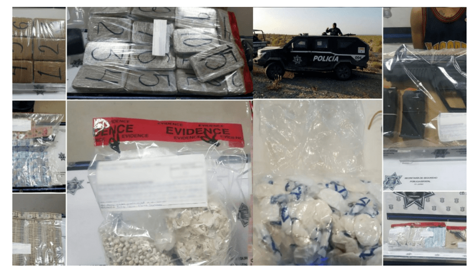 Incauto policía de MX casi 100 mil dosis de droga ayer en Ciudad Juárez