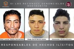 PELIGROSOS. Diego, Raúl y Alexander secuestraban comerciantes en Edomex