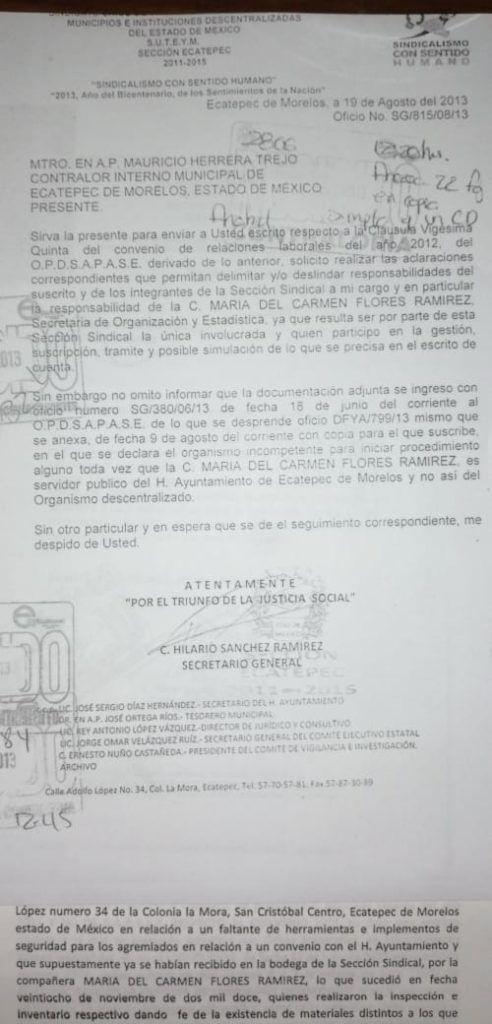 Investigan a líder sindical por posible intento de fraude en contra de Ecatepec