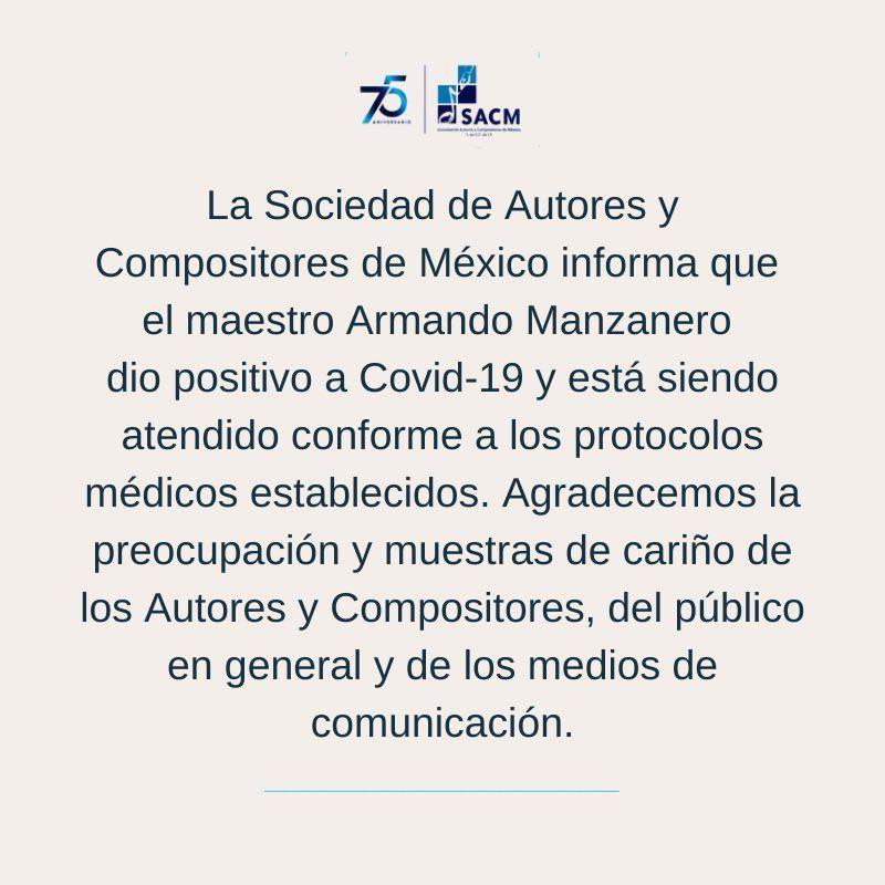 Armando Manzanero se encuentra hospitalizado, tras dar positivo a COVID-19