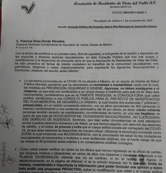 PROTESTARÁN NAUCALPENSES POR PLAN DE DESARROLLO URBANO MUNICIPAL