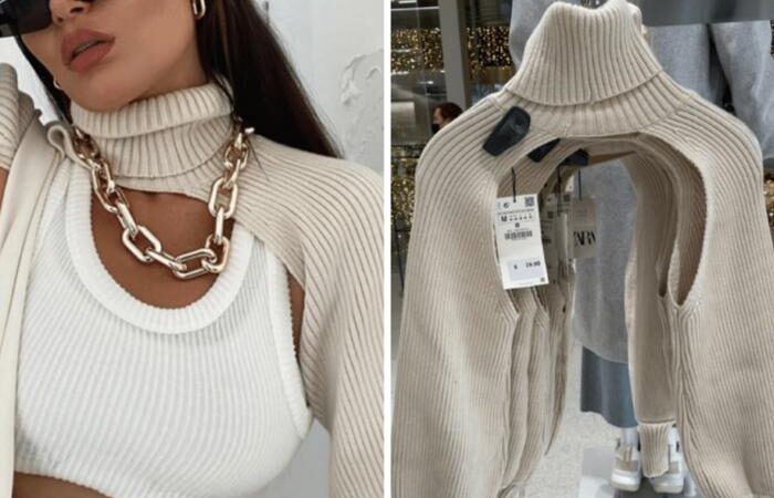 Zara crea nueva polémica con suéter de tan sólo cuello y mangas en 550 pesos
