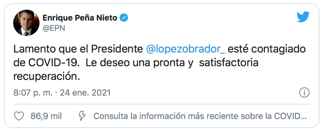 Así reaccionaron Peña Nieto y Felipe Calderón al enterarse que AMLO se contagió de COVID