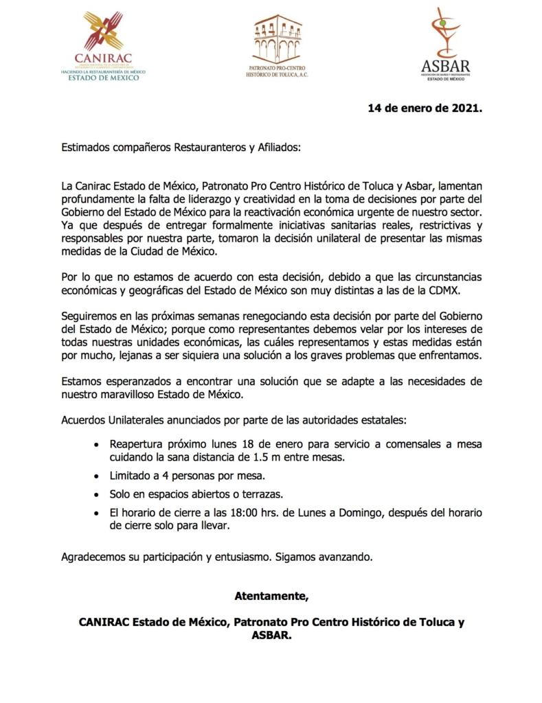 Reabrirán restaurantes del Edomex a partir del lunes solo con mesas al aire libre