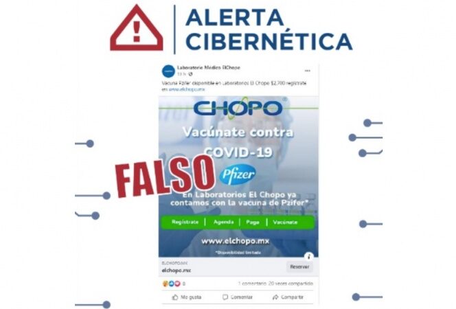 ¡Cuidado! Localizan página web falsa que ofrece vacuna contra covid-19