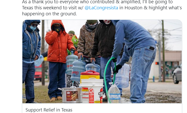 Alexandria Ocasio recauda $1 millón de dólares para ayudar a Texas