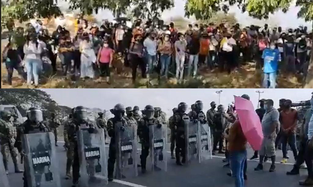 #Michoacán Marina Bloquea Manifestación Masiva De Normalistas