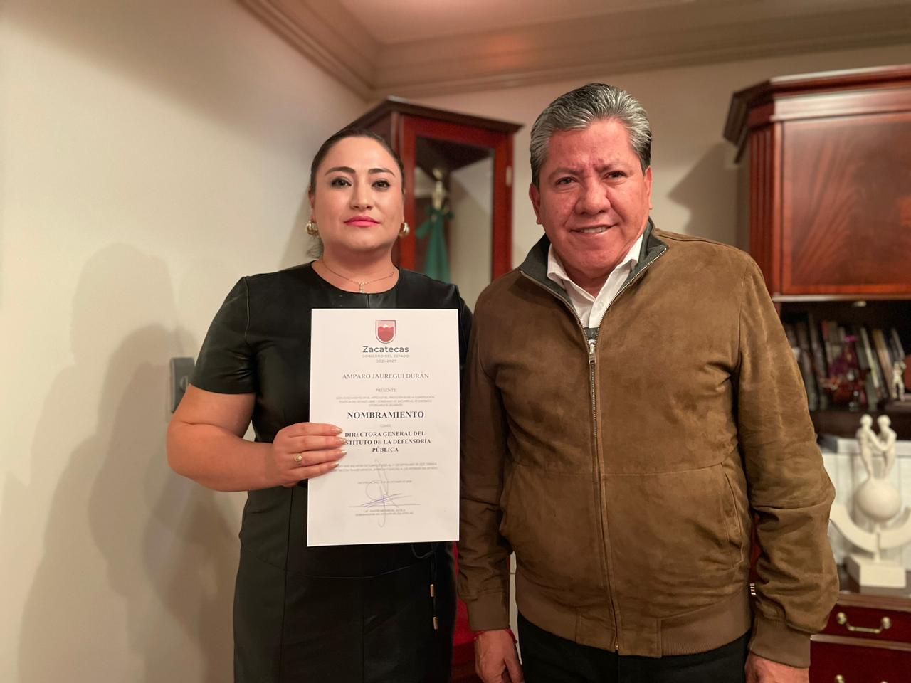 David Monreal nombra a Amparo Jáuregui Durán como directora del Instituto de la Defensoría Pública de Zacatecas