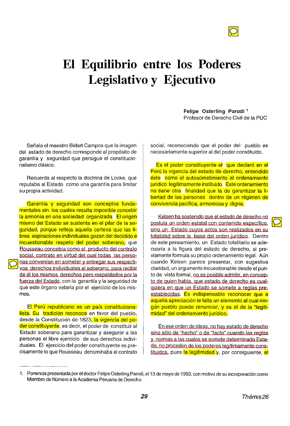 El control parlamentario como garante del equilibrio de poderes y la responsabilidad social del Poder Legislativo.