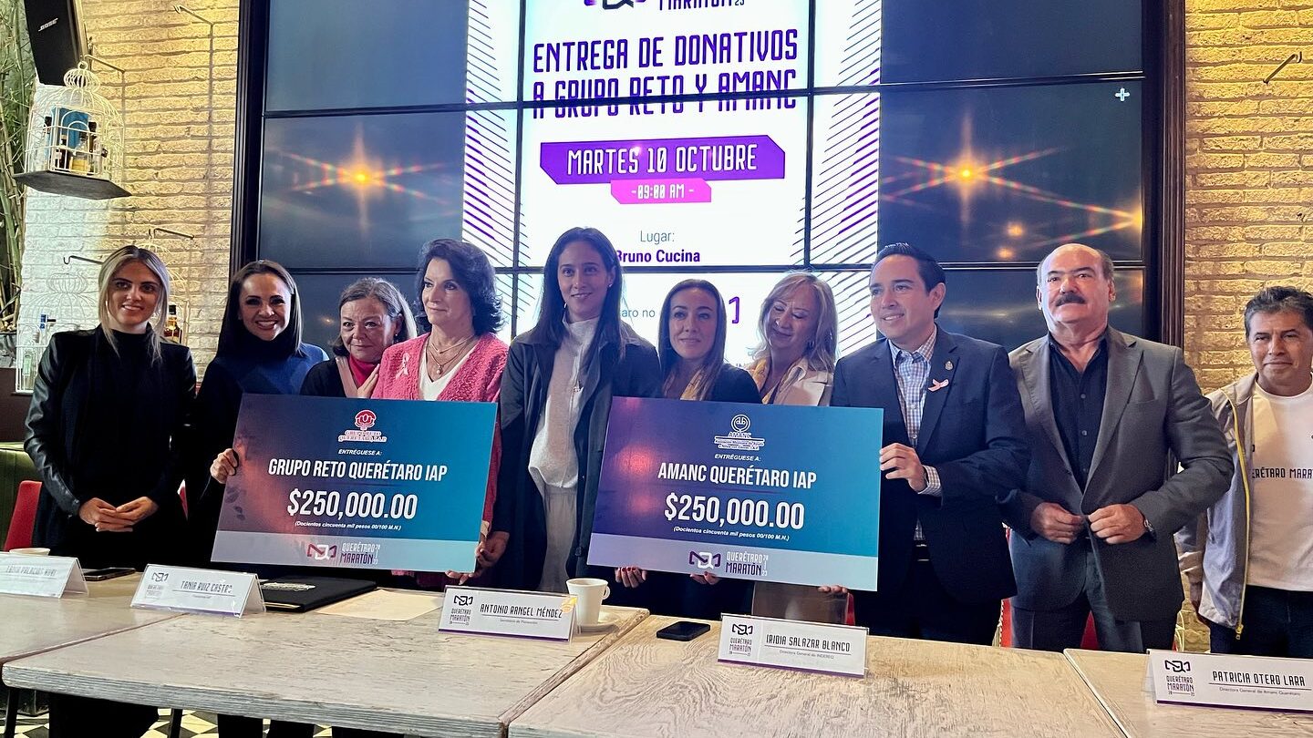 El Querétaro Maratón entrega donativos a instituciones sociales AMANC y Grupo Reto |