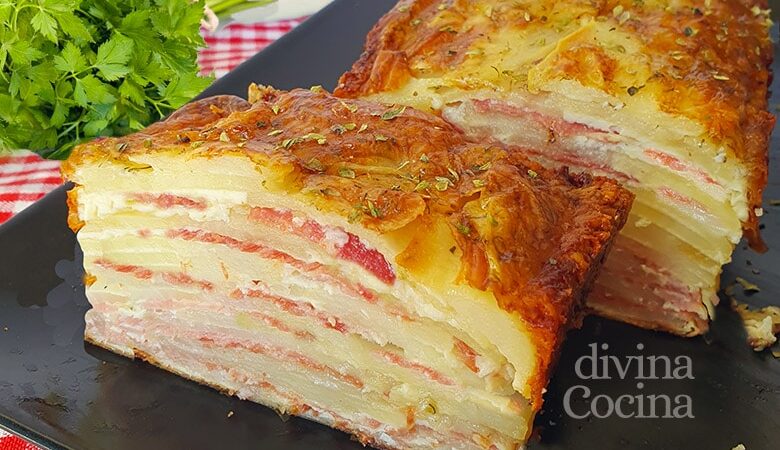 Pastel de papa con jamón y queso
