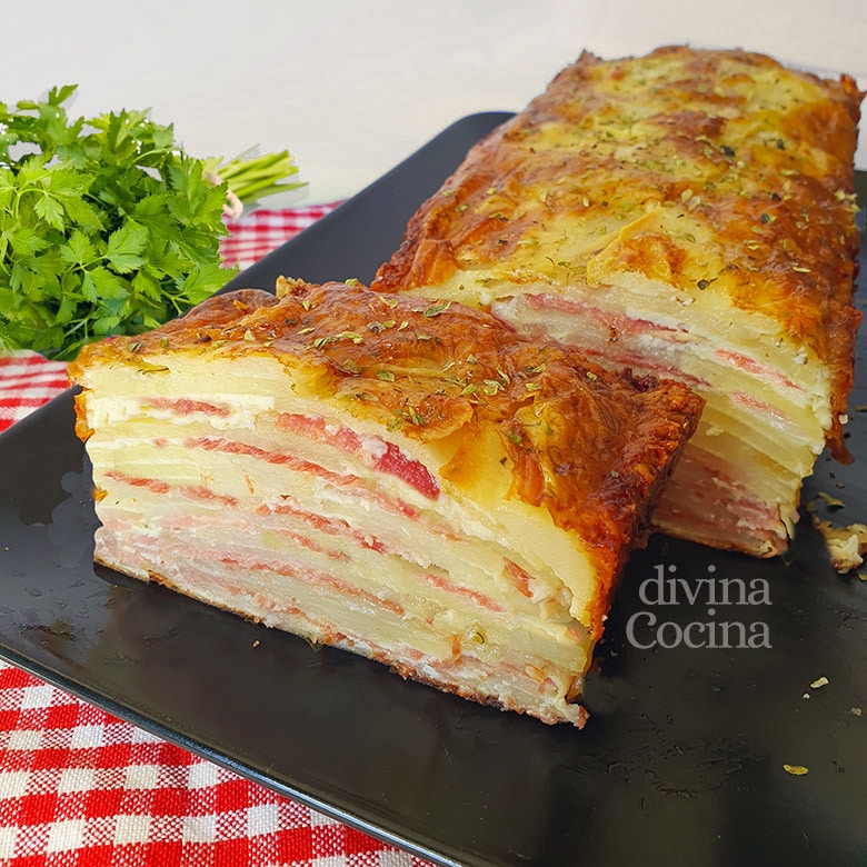 Pastel de papa con jamón y queso