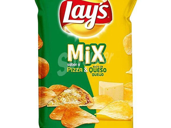 Patatas sabor queso y dip sabor pizza